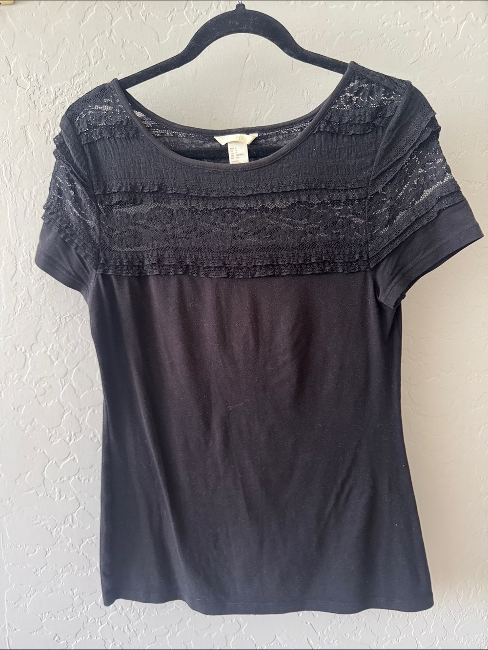 H&M Black Short Sleeve Lace Tee